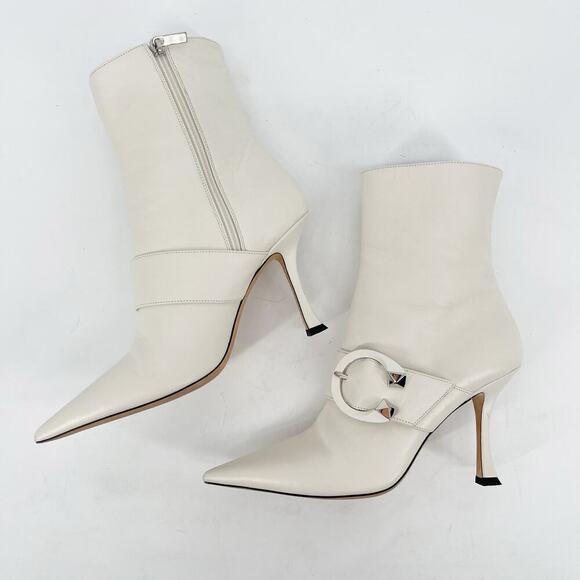 Jimmy Choo White Magik 90 Leather Pointed Toe Heeled Ankle Boot size IT 39 - Picture 4 of 13